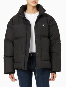 Buy 여성 숏 렝스 스탠드 카라 푸퍼 다운 재킷 in color CK BLACK