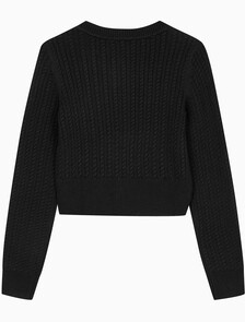 Buy 여성 크롭 케이블 가디건 in color CK BLACK