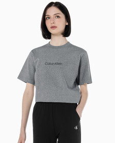 Buy 여성 릴렉스드 스탠다드로고 크루넥 반팔 티셔츠 in color MEDIUM GREY HEATHER
