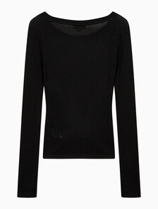 Buy 여성 슬림 크롭 니트 탑 in color CK BLACK
