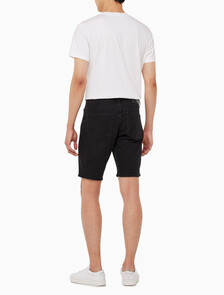 Buy 남성 37.5 기능성 레귤러 블랙 데님 쇼츠 in color WASHED BLACK LOGO LACE