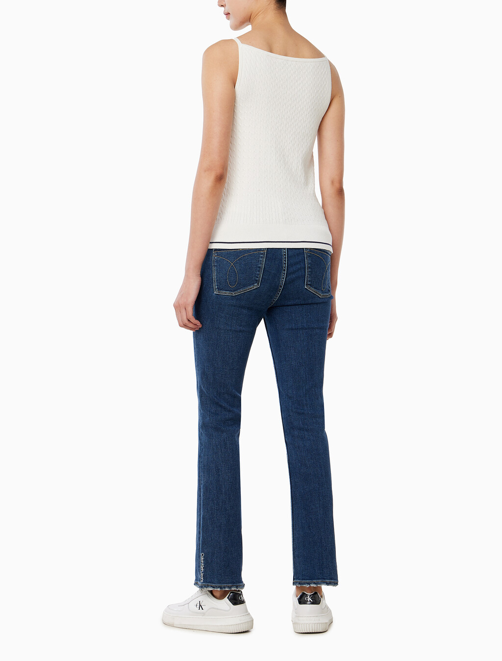 Buy 여성 슬림핏 우븐라벨 케이블 탱크 in color TOFU