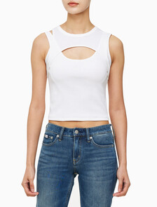 Buy 여성 레이어드 컷 아웃 탱크 탑 in color BRIGHT WHITE