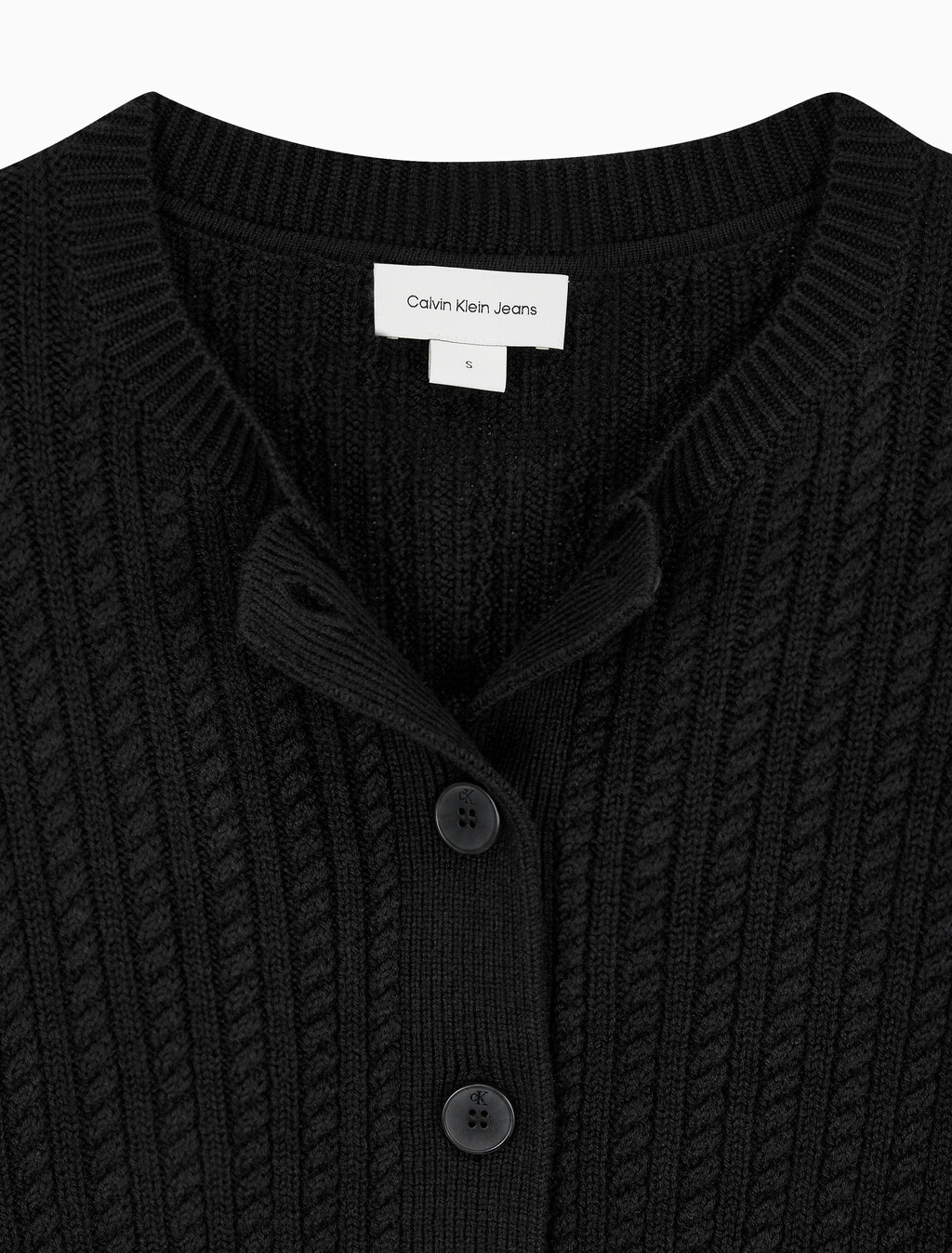 Buy 여성 크롭 케이블 가디건 in color CK BLACK