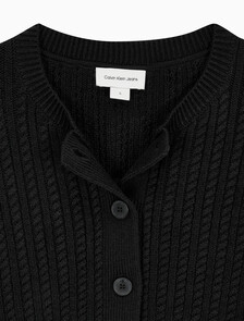 Buy 여성 크롭 케이블 가디건 in color CK BLACK