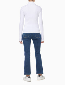 Buy 여성 L/S 우븐 라벨 터틀넥 티셔츠 in color BRILLIANT WHITE