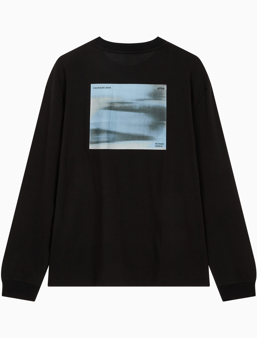 Buy 남성 릴렉스핏 스프레이 박스 긴팔 티셔츠 in color CK BLACK