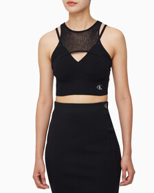 Buy 여성 플레이온 레이어 니트 탱크 in color CK BLACK