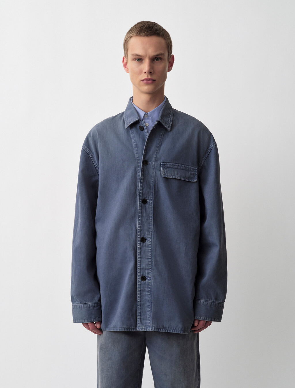 Buy KOSTAS MENS COTTON SHIRT JACKE in color BLUE