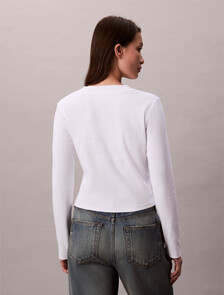 Buy 여성 L/S 모노그램 베이비 티셔츠 in color BRILLIANT WHITE