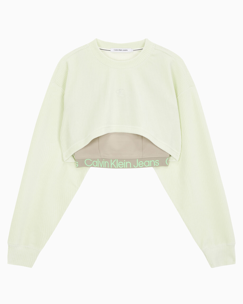 Buy 여성 투인원 벨벳 스웻셔츠 in color PASTEL GREEN