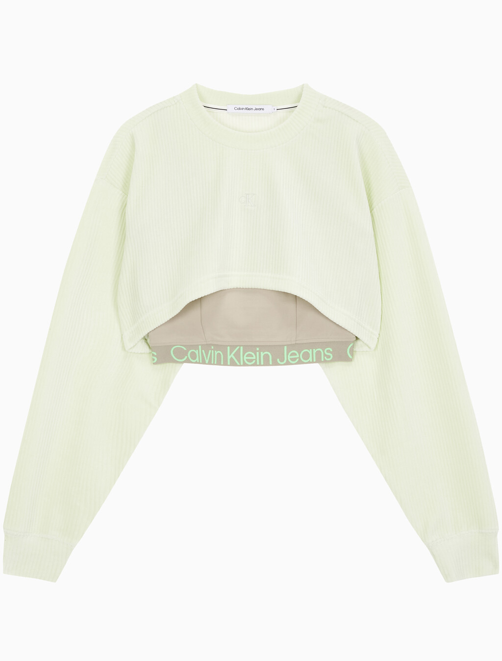 Buy 여성 투인원 벨벳 스웻셔츠 in color PASTEL GREEN
