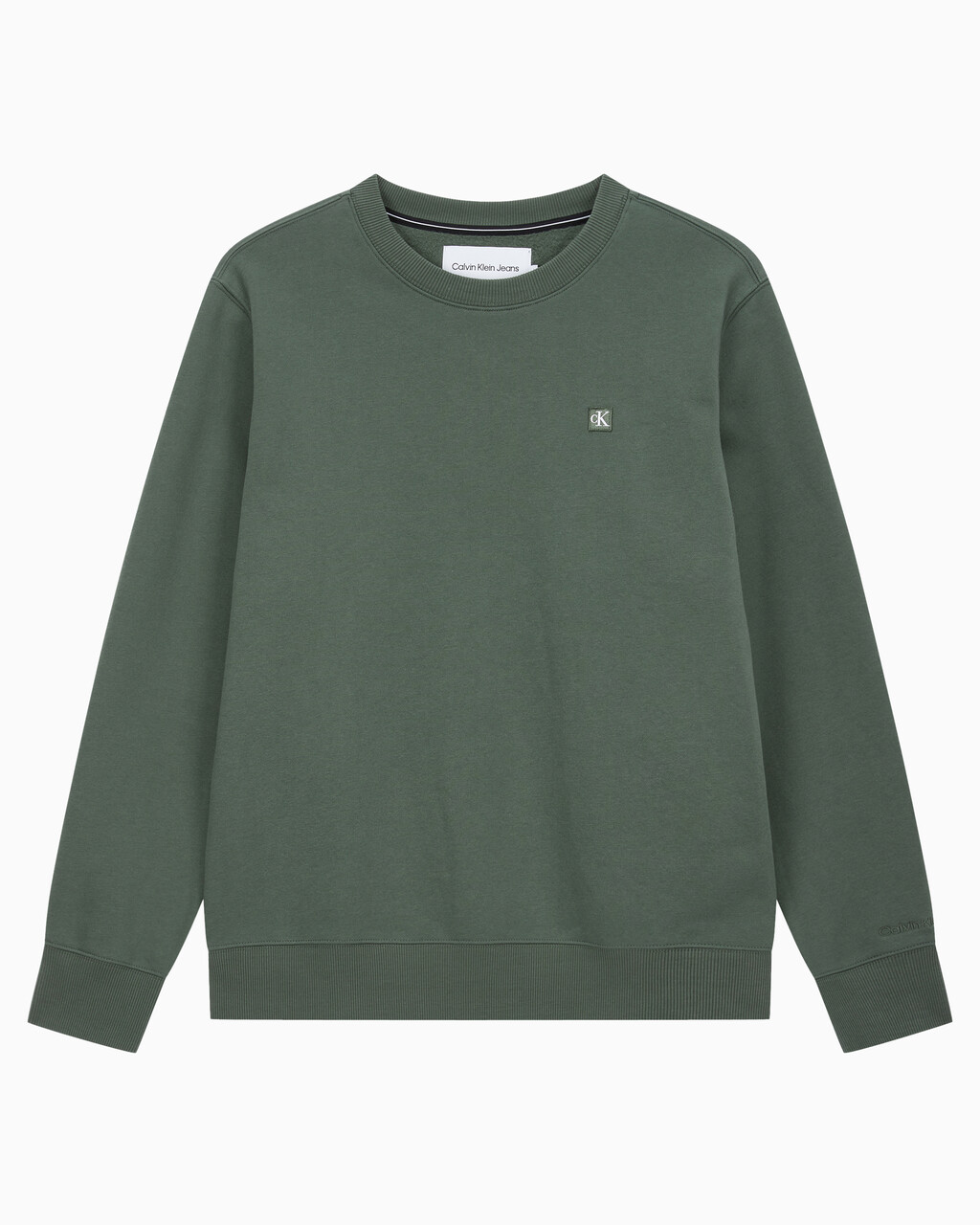 Buy 남성 레귤러핏 CK 뱃지 로고 기모 스웨트셔츠 in color KHAKI