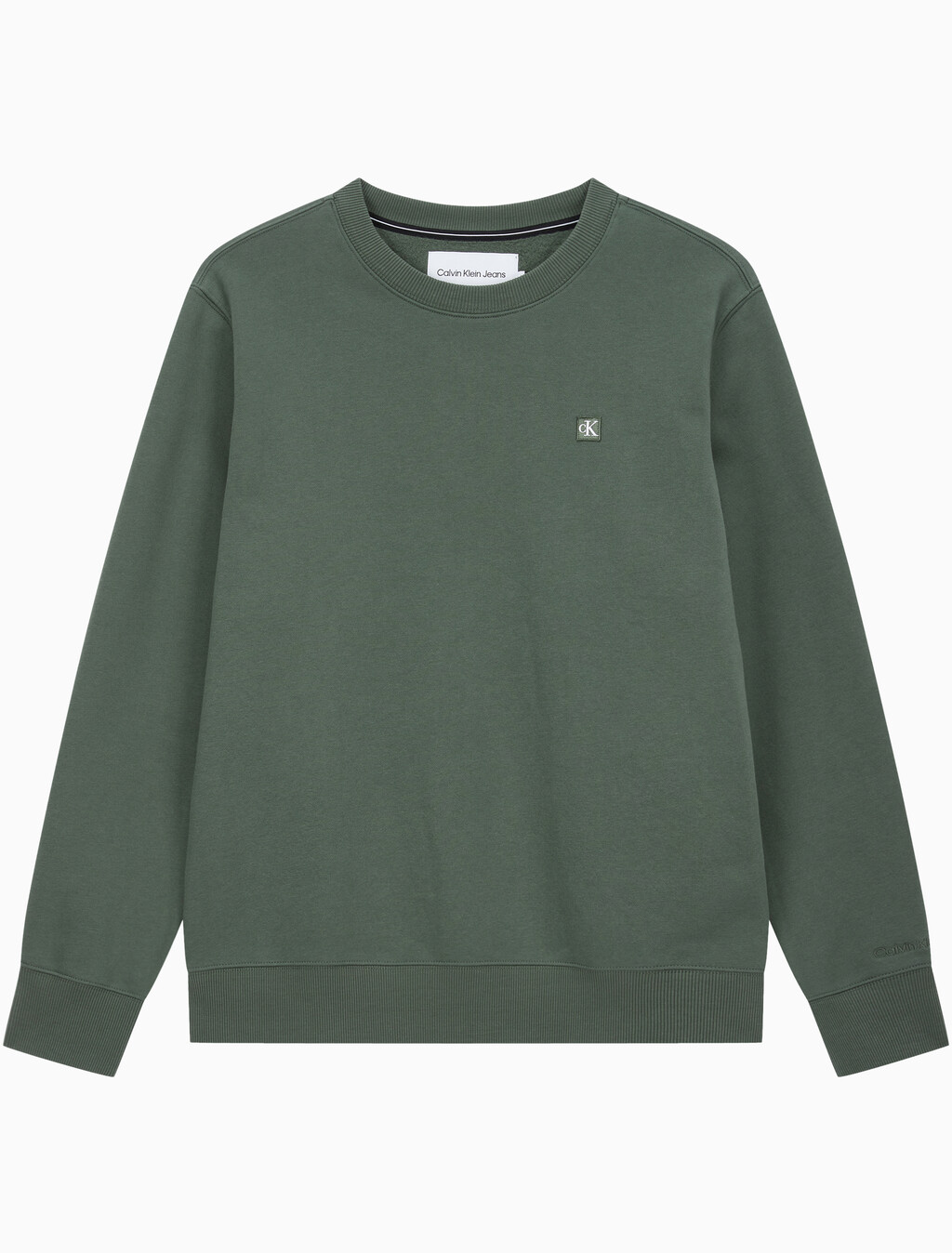 Buy 남성 레귤러핏 CK 뱃지 로고 기모 스웨트셔츠 in color KHAKI