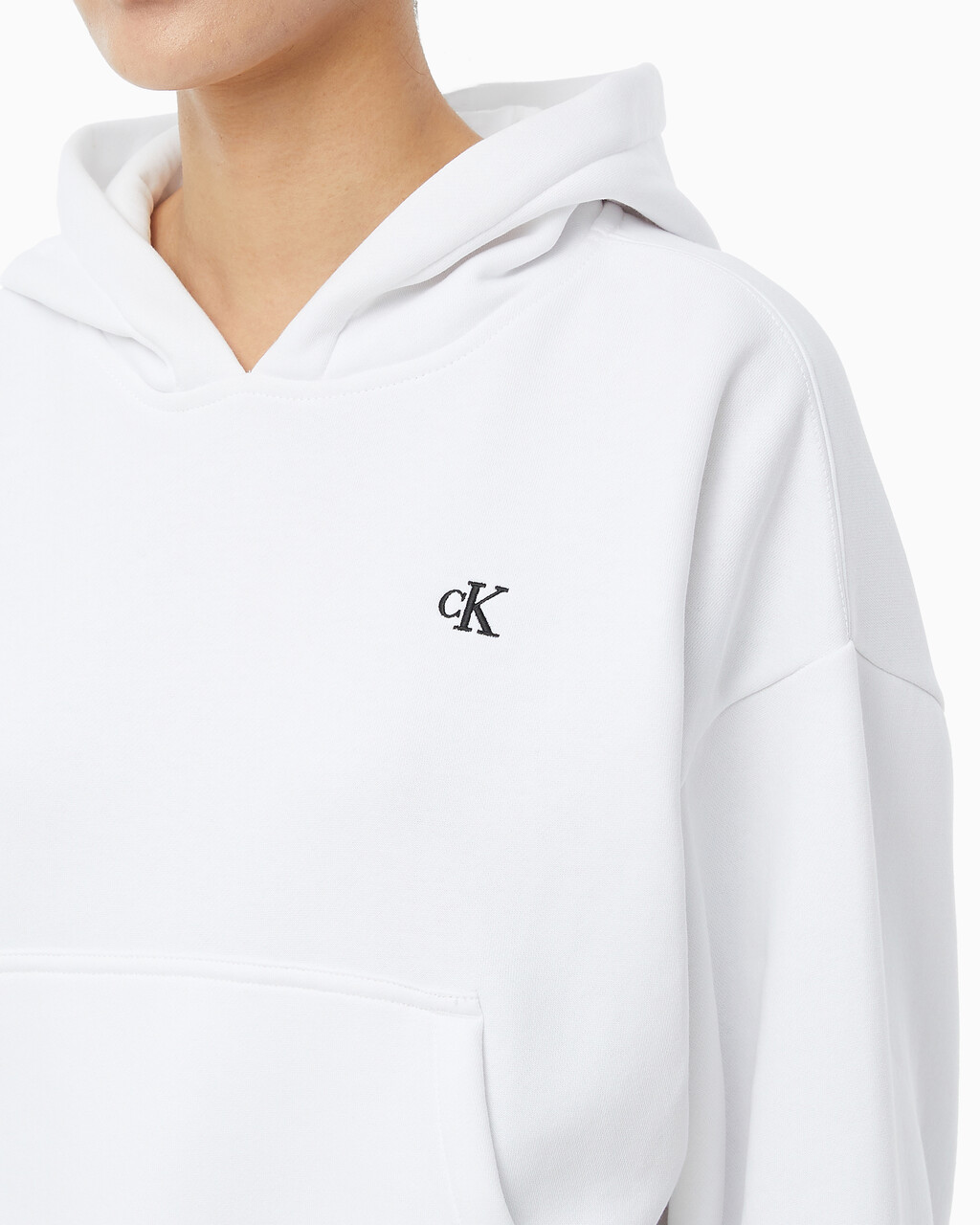 Buy 여성 아카이브 로고 플리스 후디 in color BRILLIANT WHITE