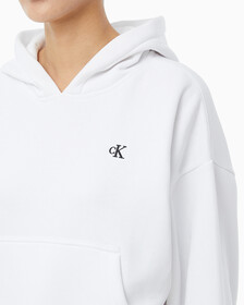 Buy 여성 아카이브 로고 플리스 후디 in color BRILLIANT WHITE