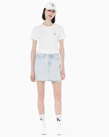Buy 여성 하이라이즈 미니 데님 스커트 in color 028A CHALKY BLU