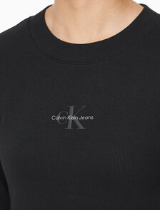Buy 여성 롱슬리브 모노그램 베이비 티 in color CK BLACK