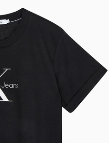 Buy 여성 모노그램 릴렉스핏 크롭 반팔 티셔츠 in color CK BLACK