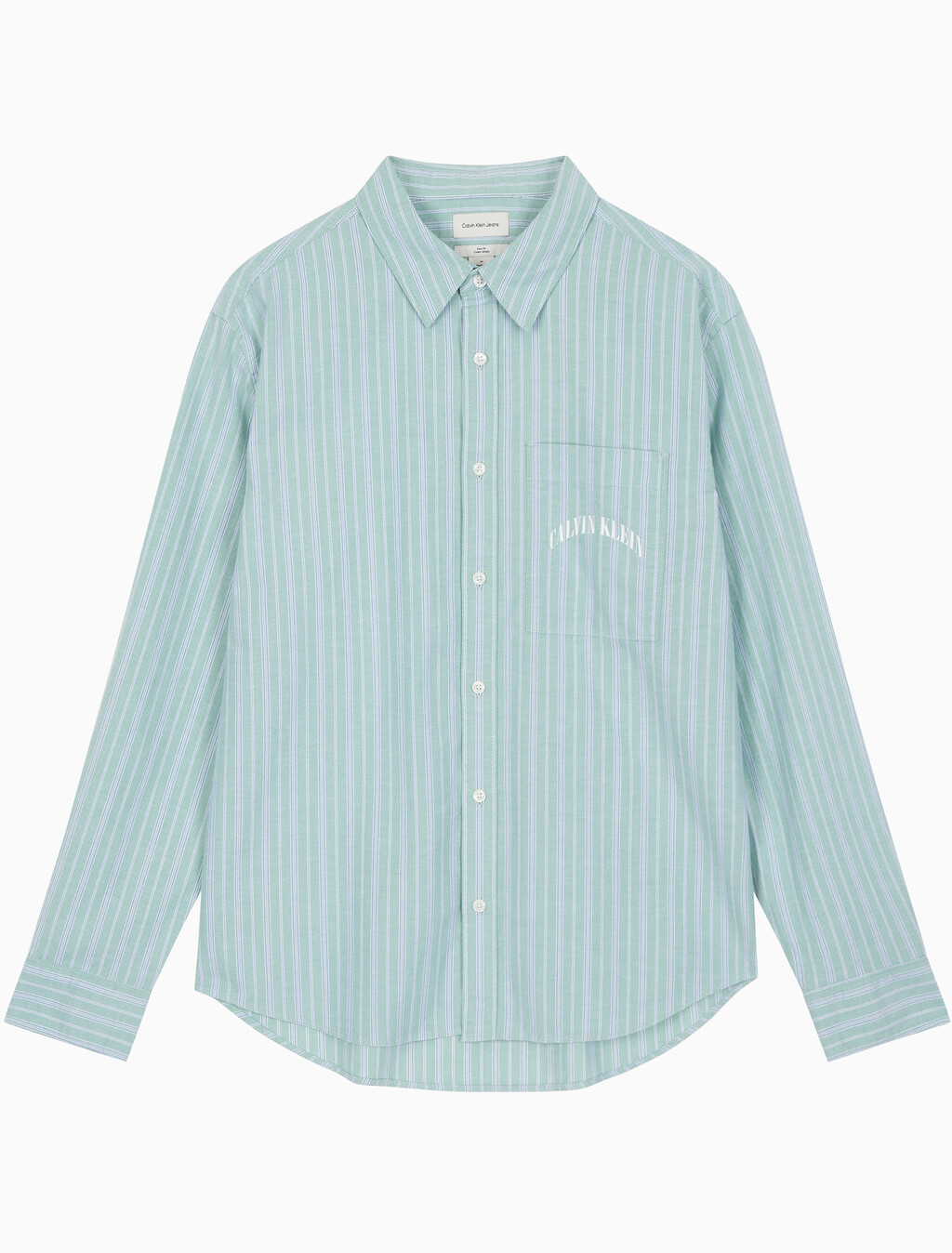 Buy 스트라이프 워시드 옥스포드 이지셔츠 in color Wild Green