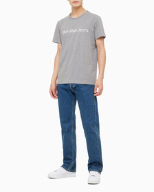 Buy 남성 레귤러핏 인스티튜셔널 로고 스트레치 반팔 티셔츠 in color MID GREY HEATHER