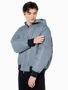 Buy 남성 후디 보머 다운 자켓 in color GREY