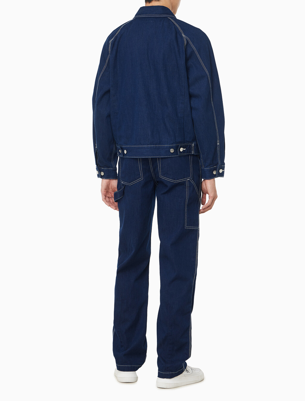 Buy 남성 다트 디테일 워크웨어 린스 데님 자켓 in color Dark blue