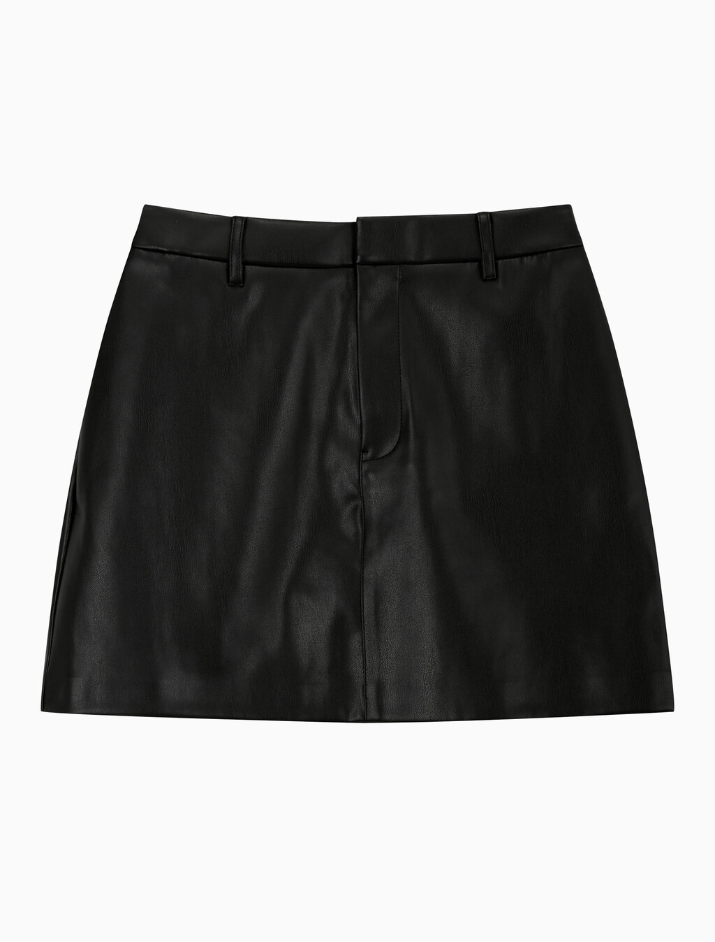 Buy 여성 폭스 레더 A라인 미니 스커트 in color CK BLACK