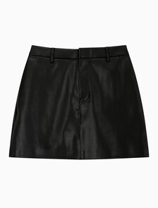 Buy 여성 폭스 레더 A라인 미니 스커트 in color CK BLACK