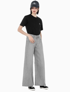 Buy 여성 로우라이즈 루즈핏  그레이  데님 in color GREY STEPPED RELEASE HEM