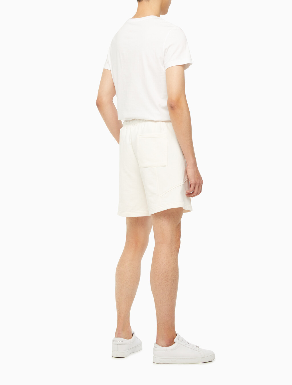 Buy 남성 시즈널 트리플 모노그램 스웨트 쇼츠 in color ANCIENT WHITE