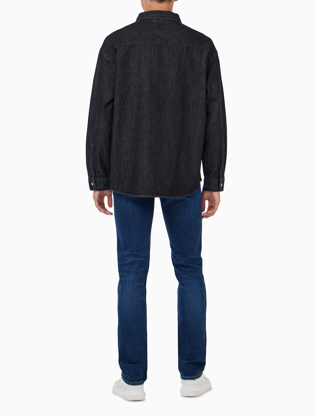 Buy 남성 릴렉스핏 데님 셔츠 in color WASHED BLACK LOGO LACE