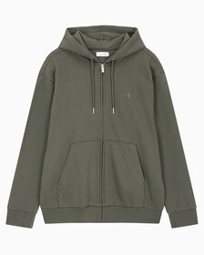 Buy 남성 아카이브 로고 플리스 집업 후디 in color CHARCOAL