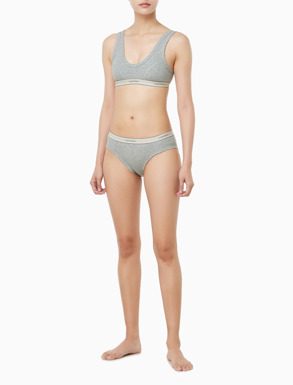 Buy 여성 헤리티지 코튼 AF 트라이앵글 브라렛 (H&E) in color GREY HEATHER