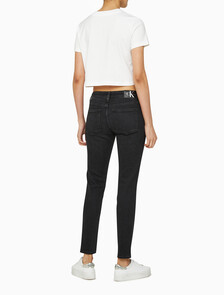 Buy 여성 바디핏 5포켓 앵클 블랙 데님 in color WASHED BLACK LOGO LACE