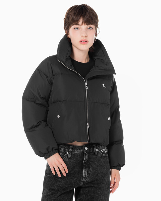 여성 볼륨 넥 크롭 다운 푸퍼