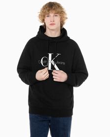 Buy 남성 롱슬리브 릴렉스핏 모노그램로고 후디 in color CK BLACK