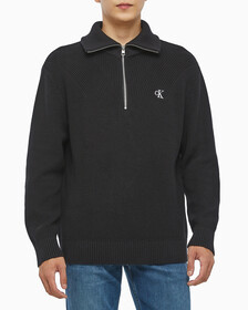 Buy 남성 하프 집업 풀오버 스웨터 in color CK BLACK