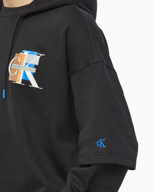 Buy 남성 롱슬리브 패션 레이어드 후디 in color CK BLACK