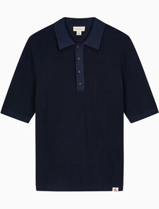 Buy 코튼 와플 폴로 칼라 스웨터 in color DARK SAPPHIRE