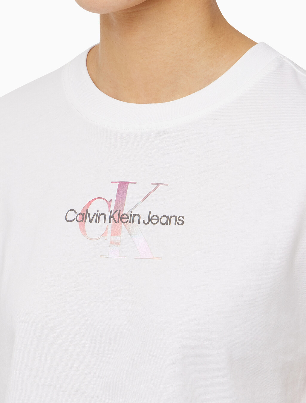 Buy 여성 모노그램 로고 모던 스트레이트핏 반팔 티셔츠 in color BRIGHT WHITE