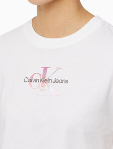 Buy 여성 모노그램 로고 모던 스트레이트핏 반팔 티셔츠 in color BRIGHT WHITE