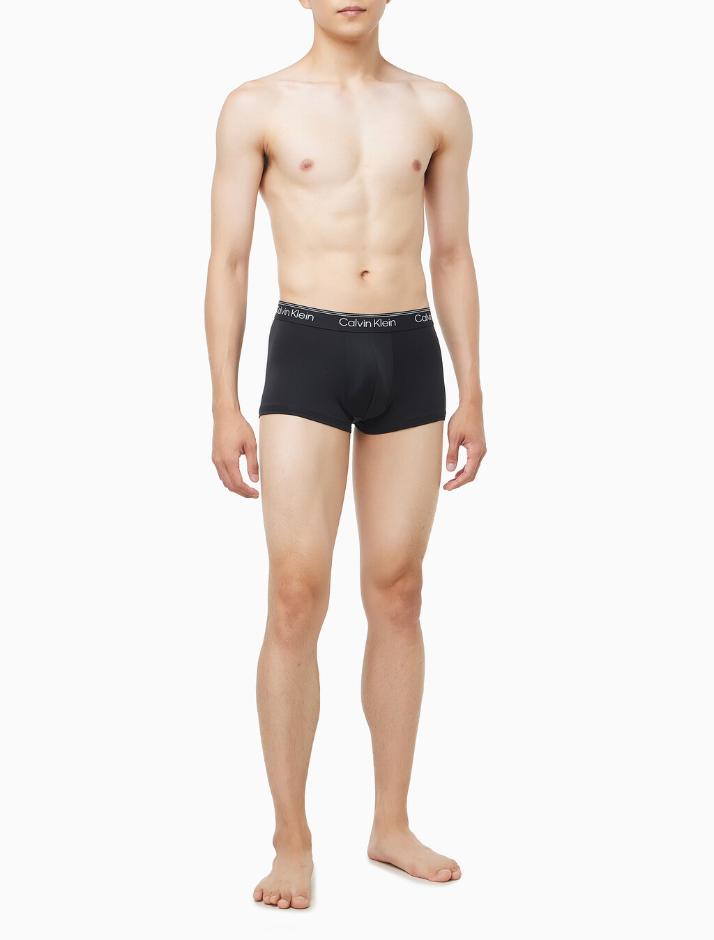 Buy 남성 마이크로 스트레치 3팩 로우 라이즈 트렁크 in color Black / Grey / Red