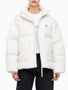 Buy 여성 숏 렝스 스탠드 카라 푸퍼 다운 재킷 in color WHITE