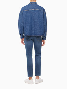 Buy 남성 루즈핏 박시 유틸리티 데님 셔츠 in color BLUE BLACK HANGER LOOP