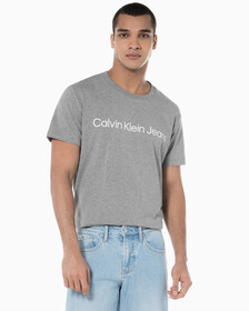 Buy 남성 레귤러핏 인스티튜셔널 로고 스트레치 반팔 티셔츠 in color MID GREY HEATHER
