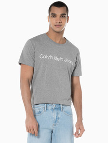 Buy 남성 레귤러핏 인스티튜셔널 로고 스트레치 반팔 티셔츠  in color MID GREY HEATHER