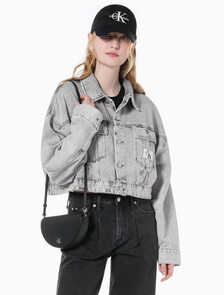 Buy 여성 CKJ 미니멀 모노그램 새들백 in color BLACK