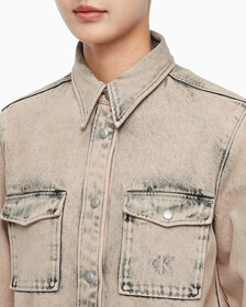 Buy 여성 슬림 데님 셔츠 in color MID BLUE BACK EMBRO