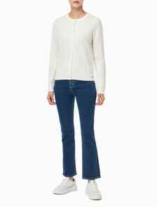 Buy 여성 울 케이블 크루넥 가디건 in color ANCIENT WHITE